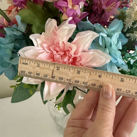 Large Silk Flower Arrangement from Upcycled Mixed Florals Hand Painted Details - Picture 7 of 17